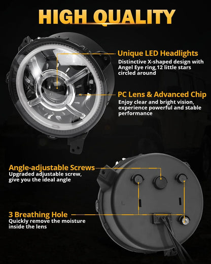 9″ 100 W homologation DOT phares LED avec Halo DRL&clignotant feux de route/croisement pour 2018–2023 Jeep Wrangler JL Sport