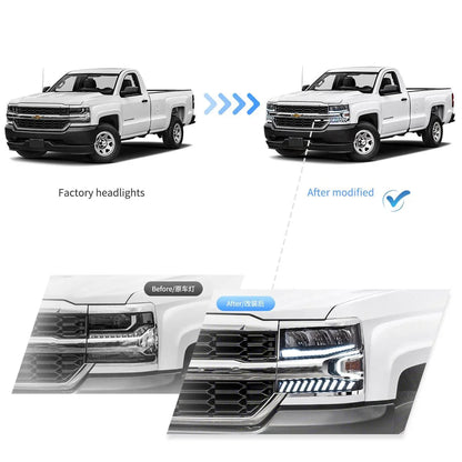 LED bloc optique avant Reflection Bowl chromé pour 2016–2018 Chevrolet Silverado 1500 4th Gen Facelift – vue 9 – NOVADOMIO