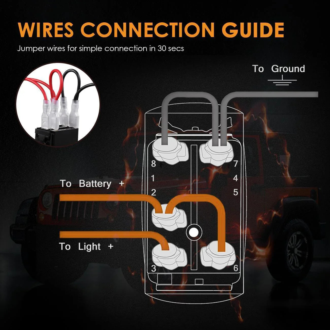 5 Pin Laser On/Off switches 20A/12V 10A/24V Switch avec Jumper Wires Set pour Cars,Trucks,RVs – vue 5
