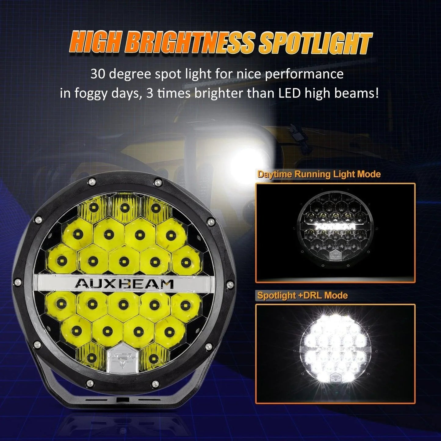 (2pcs/set) 7 Inch 240W Round Offroad LED Driving Lights avec DRL+orange/noir Covers(Optional) pour SUV ATV UTV Trucks Pickup…