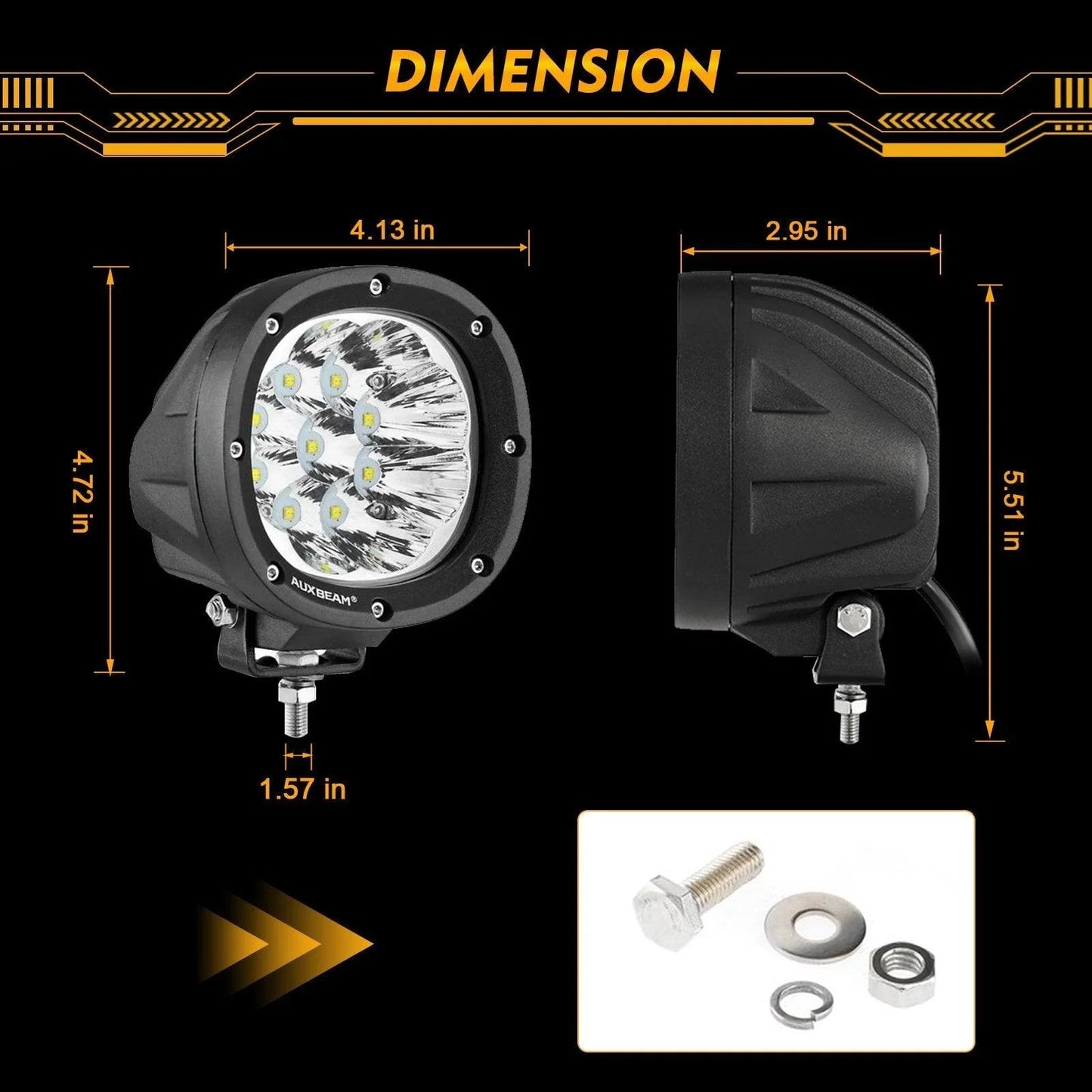 P4 série | 4 Inch 90W Round LED Driving Lights Spot blanc Pod Lights – vue 8