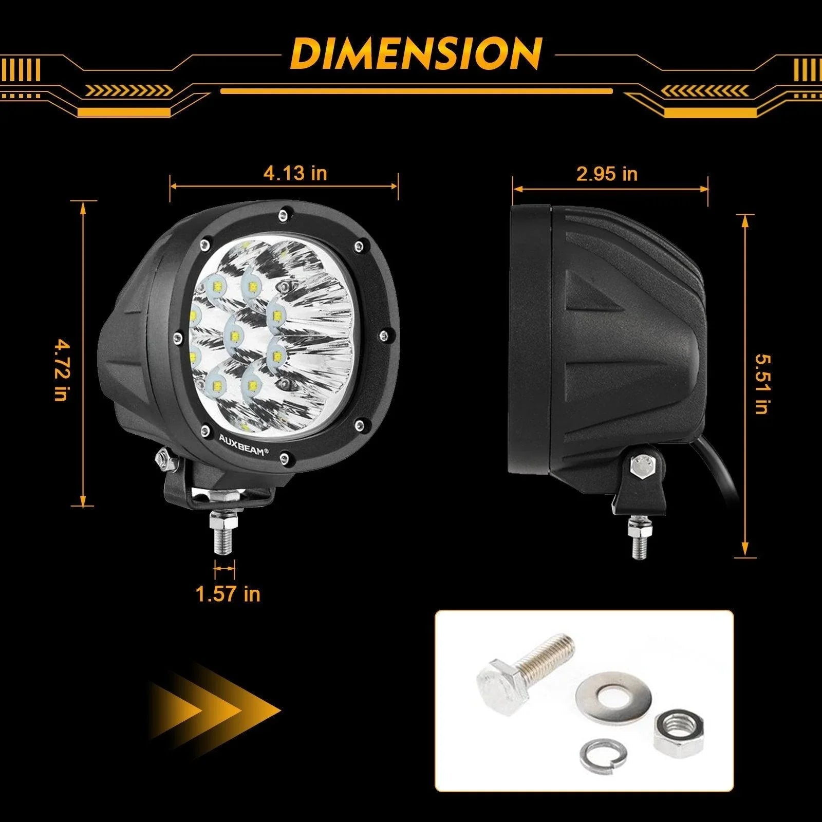 P4 série | 4 Inch 90W Round LED Driving Lights Spot blanc Pod Lights – vue 8