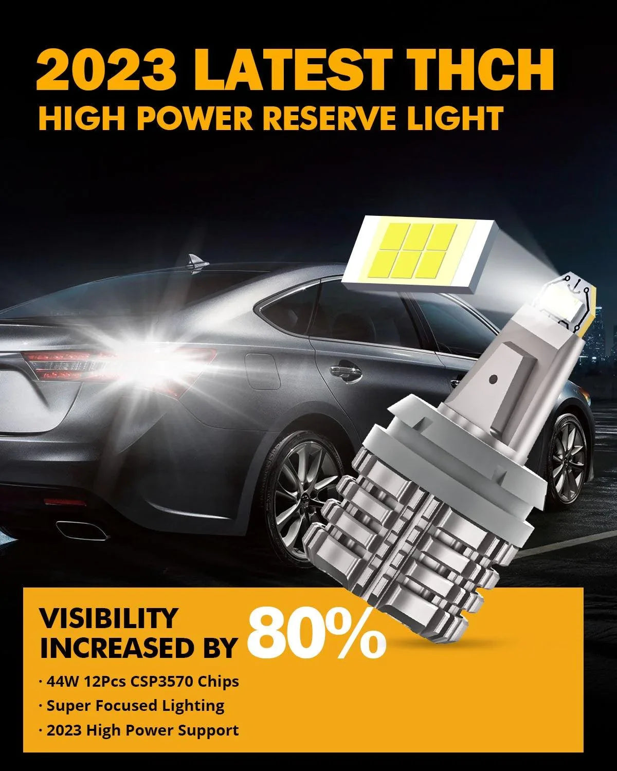 3156 LED Back-up Reverse Light Bulbs 44W 6000LM sans erreur CAN-bus 6500K blanc B2 série – 2 ampoules – vue 2