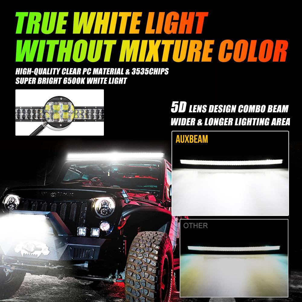 New 52 Inch V-PRO série Curved RGBW Color Changing Off Road Barres LED & RGB LED Rock Light Set Combo – vue 2