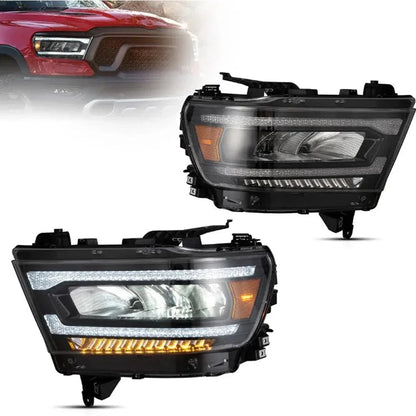 LED bloc optique avant Reflection Bowl chromé pour 2019–2023 Dodge Ram 1500 5th Gen (DT) – NOVADOMIO