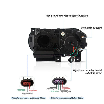 LED bloc optique avant projecteur double faisceau noir pour 2008–2014 Dodge Challenger 3th Gen Pre-Facelift – vue 9