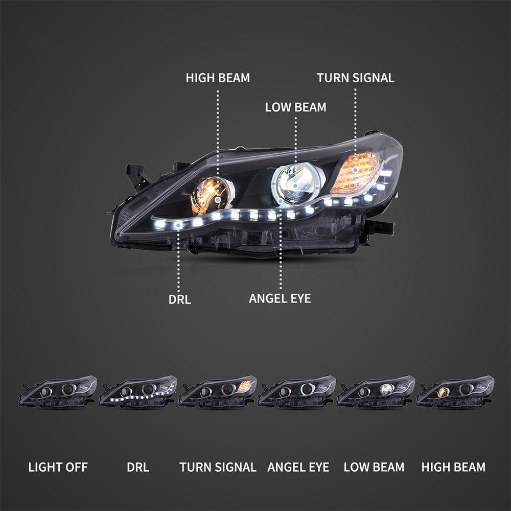 LED bloc optique avant Dual Beam Projector noir pour 2009-2013 Toyota Reiz/Mark X 2th Gen (GRX130) Pre-Facelift – vue 4