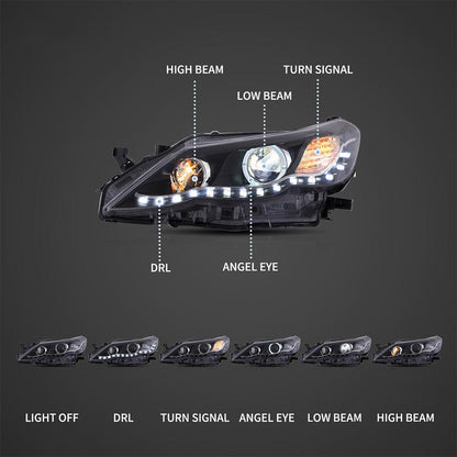 LED bloc optique avant projecteur double faisceau noir pour 2009–2013 Toyota Reiz/Mark X 2th Gen (GRX130) Pre-Facelift – vue