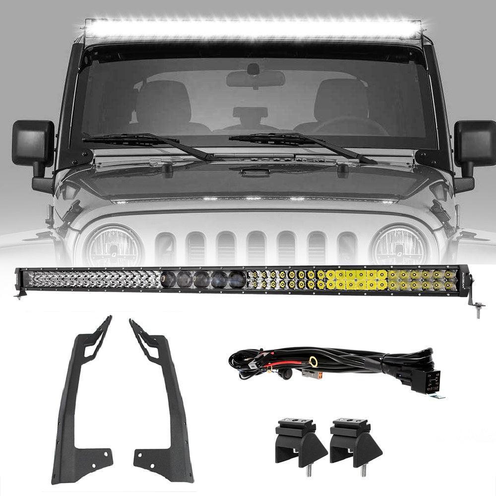 52" 5D-PRO Barres lumineuses&Windshield Mounting Brackets pour Jeep Wrangler JK 2007~2017