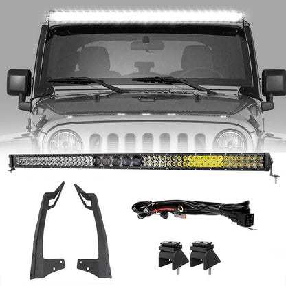52″ 5D-PRO Barres lumineuses&pare-brise supports de montage pour Jeep Wrangler JK 2007~2017 – NOVADOMIO