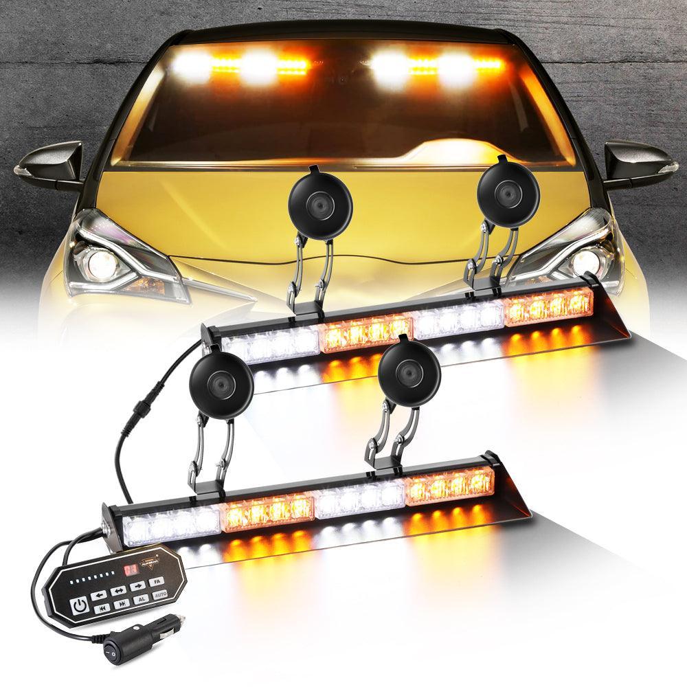 17" Dual Windshield Dash Strobe Barres lumineuses 20 Flashing Patterns avec Suction Cup Mount pour Vehicles Trucks SUV ATV C…