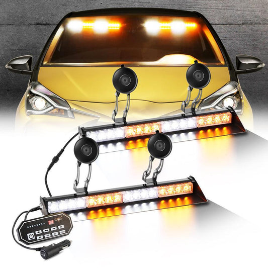 17" Dual Windshield Dash Strobe Barres lumineuses 20 Flashing Patterns avec Suction Cup Mount pour Vehicles Trucks SUV ATV C…