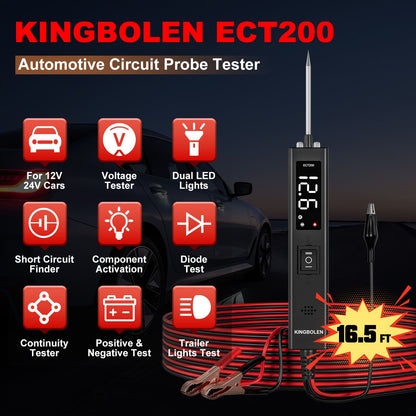 Testeur de circuit automobile KINGBOLEN ECT200 12/24 V – Écran LED – vue 6 – NOVADOMIO