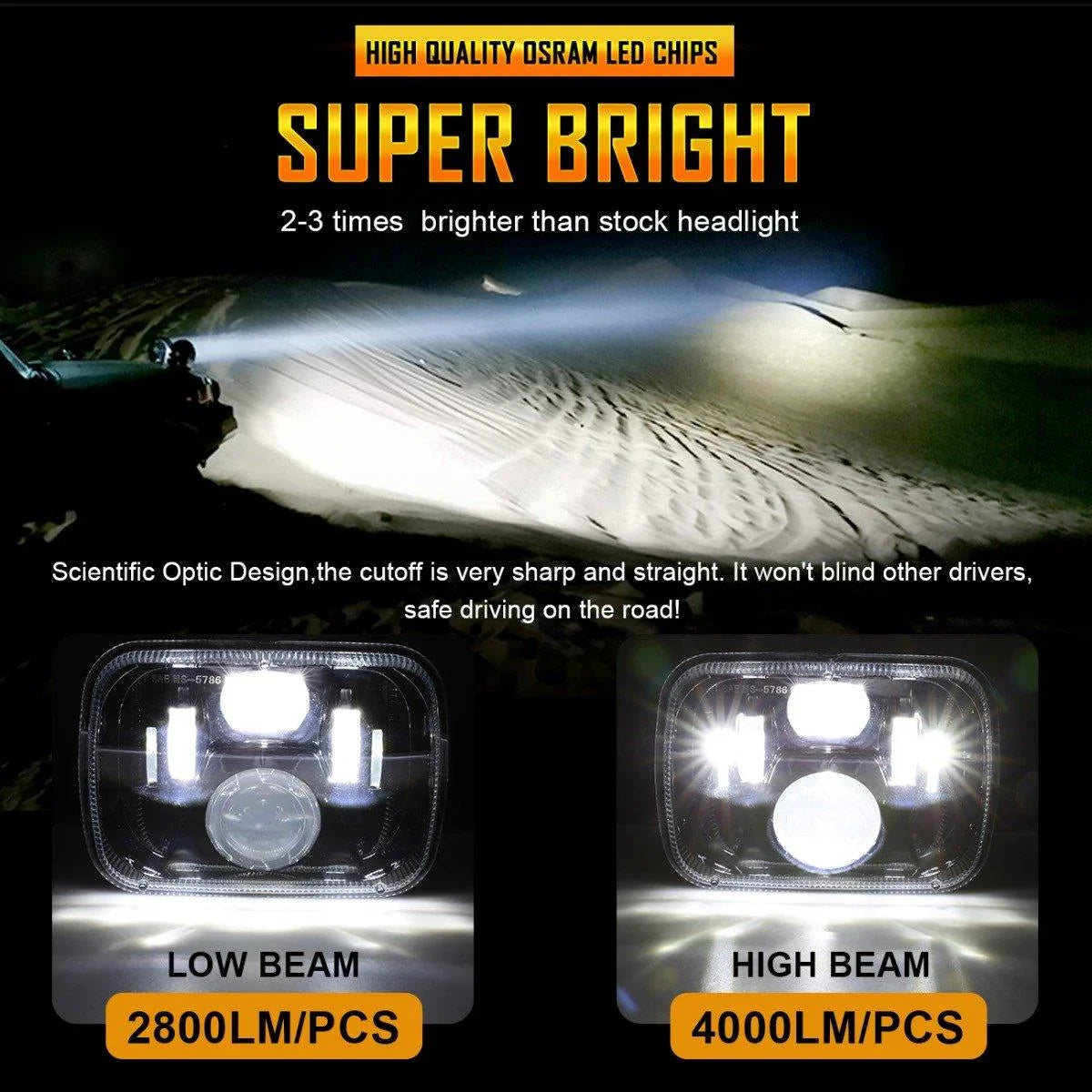 (2pcs/set) 110W 7x6 LED light Headlights pour GMC – vue 2