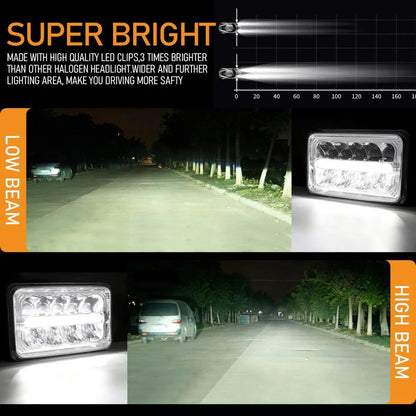 Lot de 4 4×6 phares LED optique scellée phares avec DRL High feux de croisement de remplacement H4651 H4652 H4656 H4666 H6545