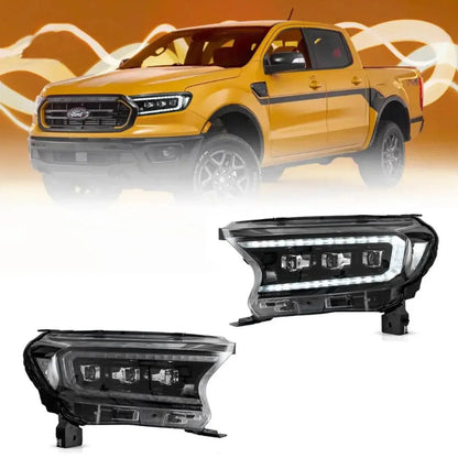 LED bloc optique avant Matrix Projector noir pour 2015–2021 Ford Ranger 3th Gen P375 [Inrternational Types] Facelift