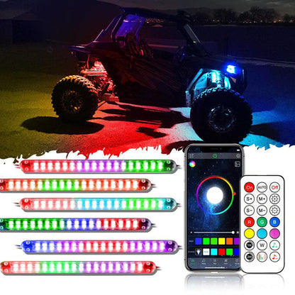 Magic Dream couleur RGB éclairage sous caisse LED Strip feux Kit avec Bluetooth APP & Télécommande sans fil avec fonction feu