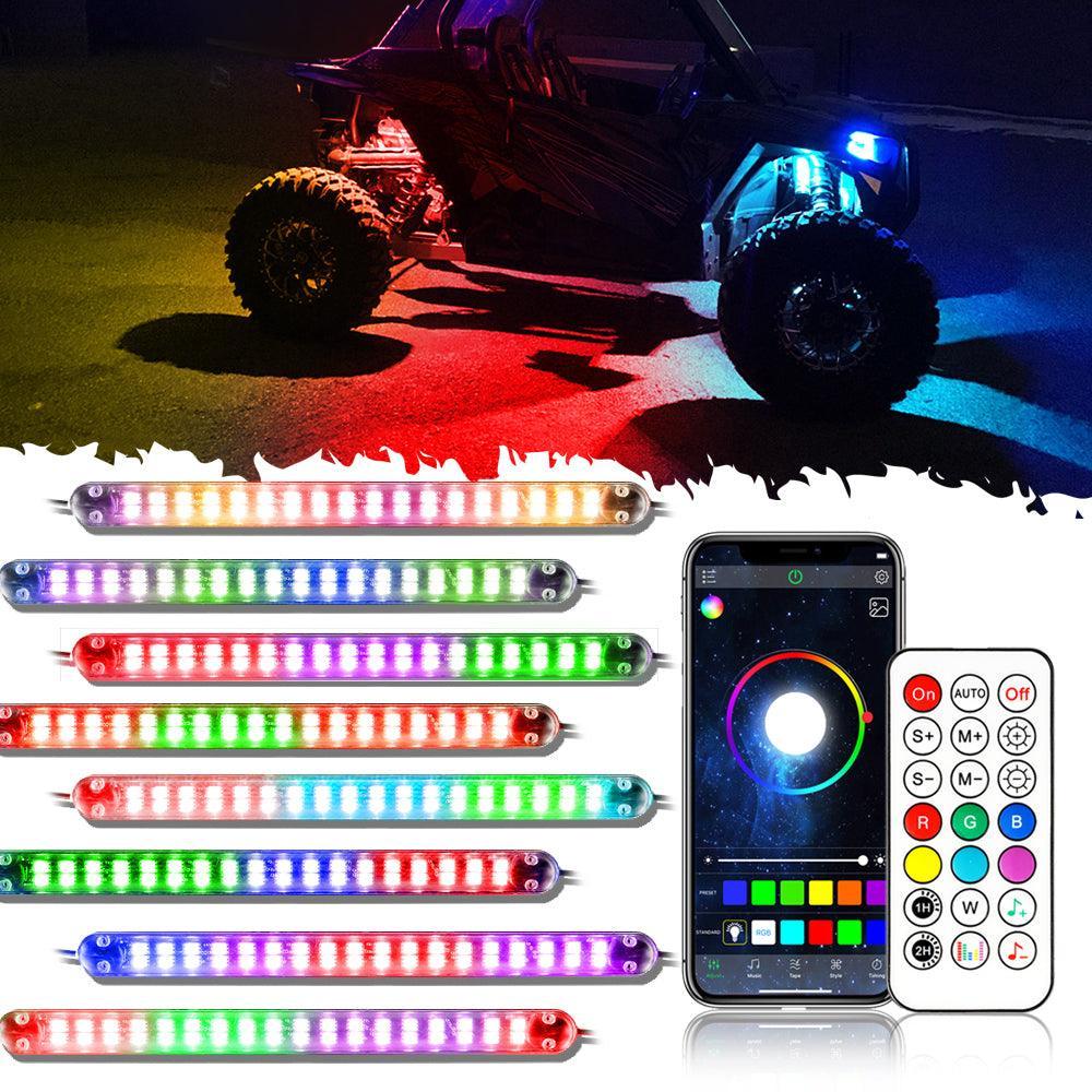 Magic Dream Color RGB Underglow Lights LED Strip Lights Kit avec Bluetooth APP & Télécommande sans fil avec Brake Light Func…