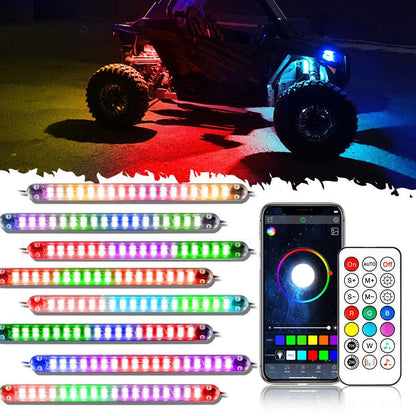 Magic Dream couleur RGB éclairage sous caisse LED Strip feux Kit avec Bluetooth APP & Télécommande sans fil avec fonction feu