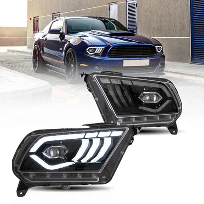 LED bloc optique avant projecteur double faisceau noir pour 2010–2014 Ford Mustang 5th Gen Facelifted – NOVADOMIO
