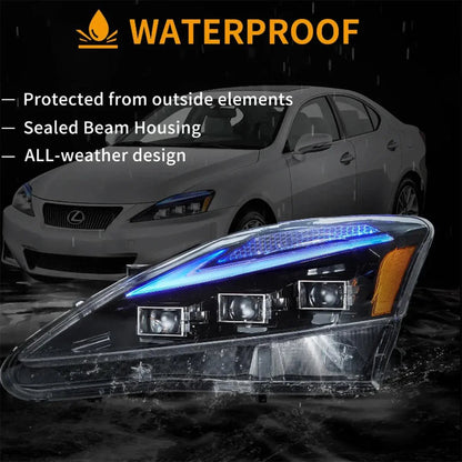 LED bloc optique avant Matrix Projector avec bleu DRL pour 2006–2012 Lexus IS250/IS250C/IS350/IS220d & 2008–2014 ISF (XE20)