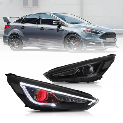 LED bloc optique avant projecteur double faisceau noir pour 2015–2018 Ford Focus 3th Gen Mark III Facelift – vue 3