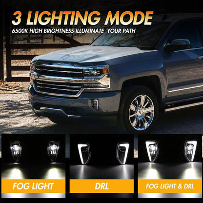 Lot de 2 45 W homologation DOT LED antibrouillards avec DRL pour 2016–2018 Chevrolet Silverado 1500 (noir) – vue 2