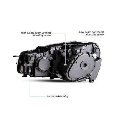 LED bloc optique avant projecteur double faisceau noir pour 2008–2014 Volkswagen Golf 6th Gen (Mk6/A6 Typ 5K) – vue 6