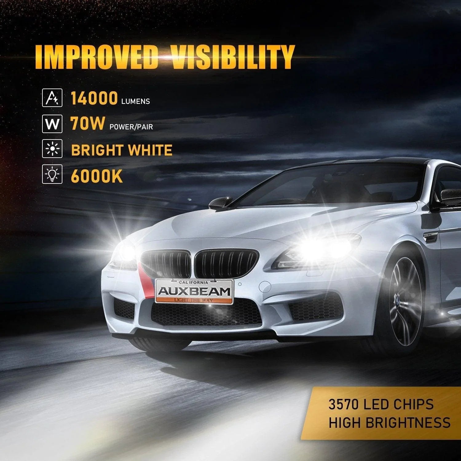 pour 2007-2009 Mercedes-Benz CLK550 avec Halogen Headlamps F-16 Plus série Built-in Canbus Ampoules LED High Low Beam Bundle…