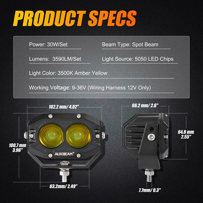 R4 série | 4″ 60 W projecteurs LED compacts orange Spot feu longue portée – vue 3 – NOVADOMIO
