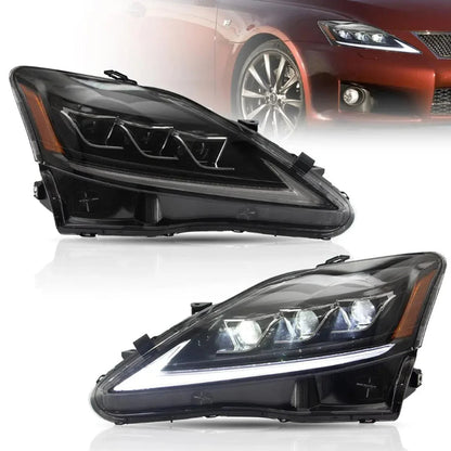 LED bloc optique avant Matrix Projector noir pour 2006–2012 Lexus IS250/IS250C/IS350/IS220d & 2008–2014 ISF (XE20) – vue 2