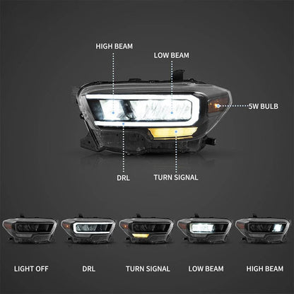 LED bloc optique avant Reflection Bowl chromé pour 2016–2023 Toyota Tacoma 3th Gen (N300) – vue 3 – NOVADOMIO