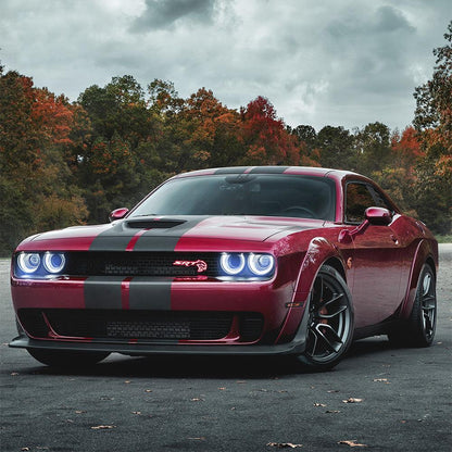 LED bloc optique avant RGB projecteur double faisceau noir pour 2015–2024 Dodge Challenger 3th Gen Facelifted – vue 6