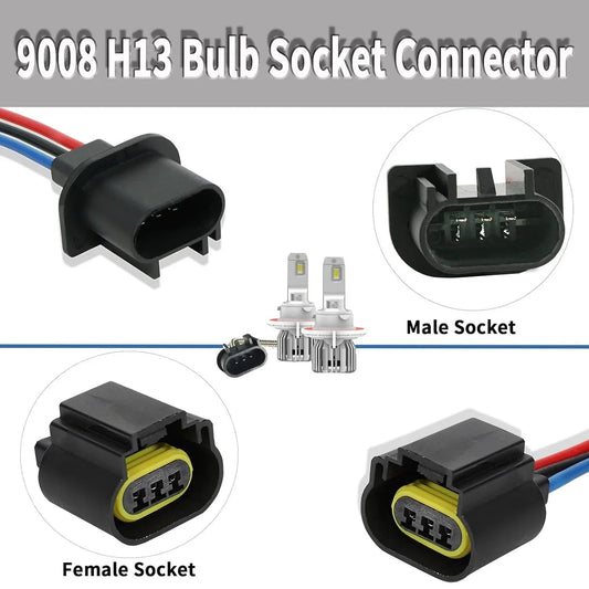 H13 LED phare Socket Male & Female Adapter faisceau électrique Connector pour phare/antibrouillard lot de 2 – vue 2