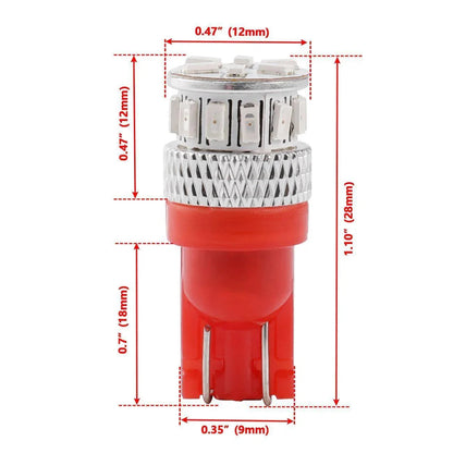 168 2825W5W T10 Ampoules LED pour plaque, feux latéraux et intérieur 4 W 300% haute luminosité sans erreur CAN-bus rouge – 2
