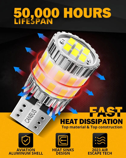 168 2825W5W T10 Ampoules LED pour plaque, feux latéraux et intérieur 3 W 400% plus lumineux CAN-bus anti-erreur blanc B1