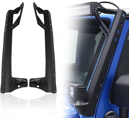 52″ droit Barres LED & 4″ projecteurs LED compacts & conception 2-en-1 pare-brise supports de montage pour Jeep Wrangler JK