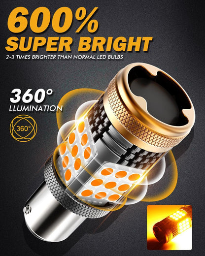 1156 BA15S Ampoules LED pour clignotants avant/arrière et feux latéraux 56 W 600% haute luminosité sans erreur CAN-bus 3 000