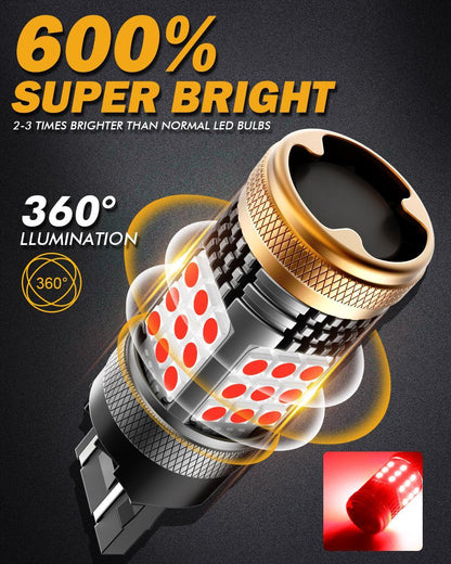 T20 7443 7440 Ampoules LED pour feux stop et arrière 56 W 600% haute luminosité sans erreur CAN-bus rouge B21 série – 2