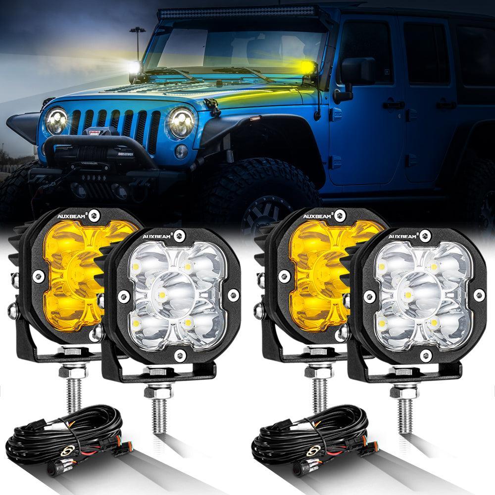 3 Inch 80W 9600LM LED Pods Lights blanc&orange pour JEEP – vue 18