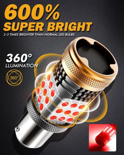 1157 BAY15D Ampoules LED pour feux stop et arrière 56 W 600% Hight Brightness sans erreur CAN-bus rouge B21 série – 2