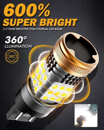 T20 7443 7440 Ampoules LED pour recul, clignotants, stop et feux arrière 56 W 600% haute luminosité sans erreur CAN-bus 6 500