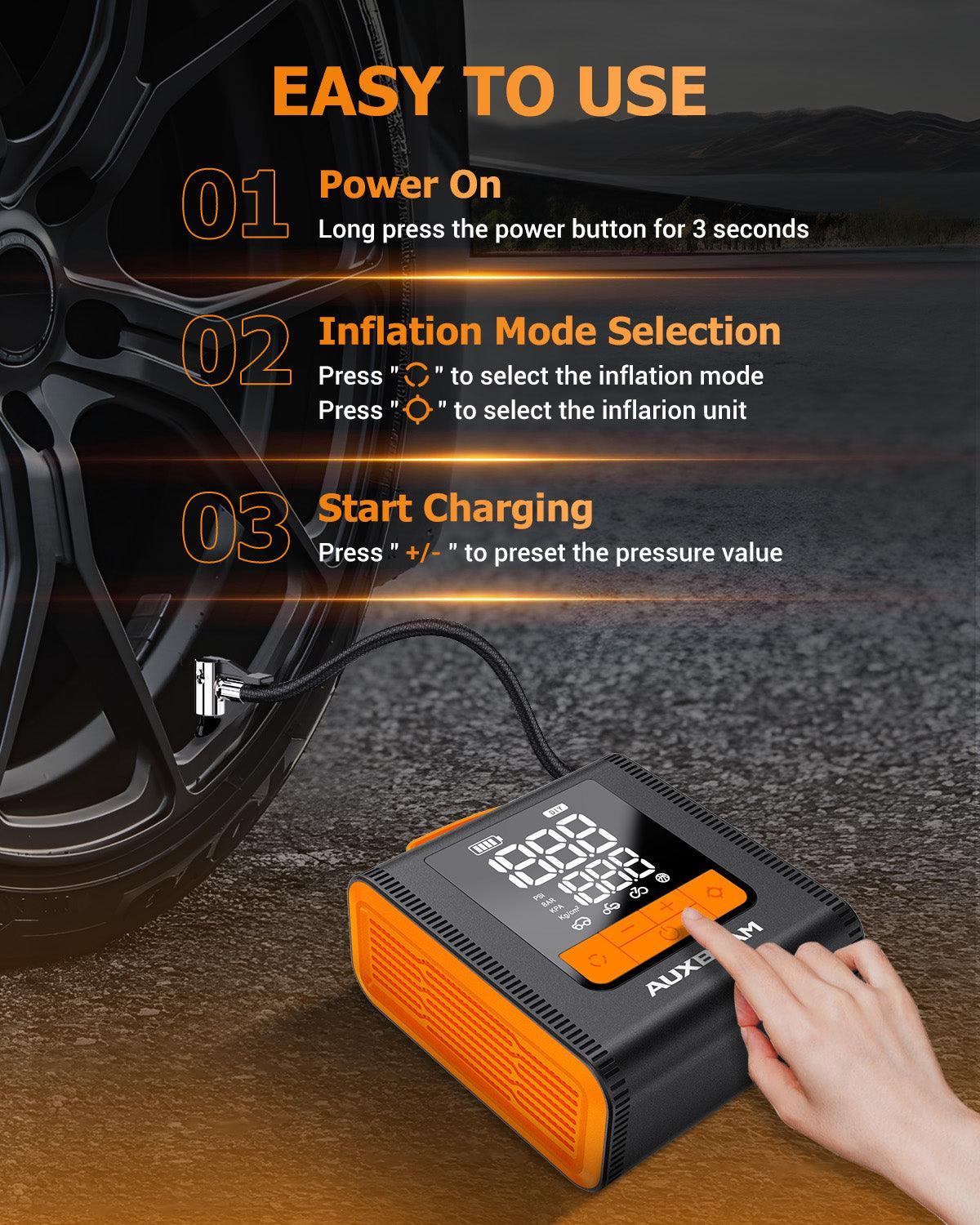 Model-H4 19mm Cylinder Portable Car Tire Inflator Air Compressor Pump pour Pickup Truck Car Motorcycle Bike Ball – vue 5