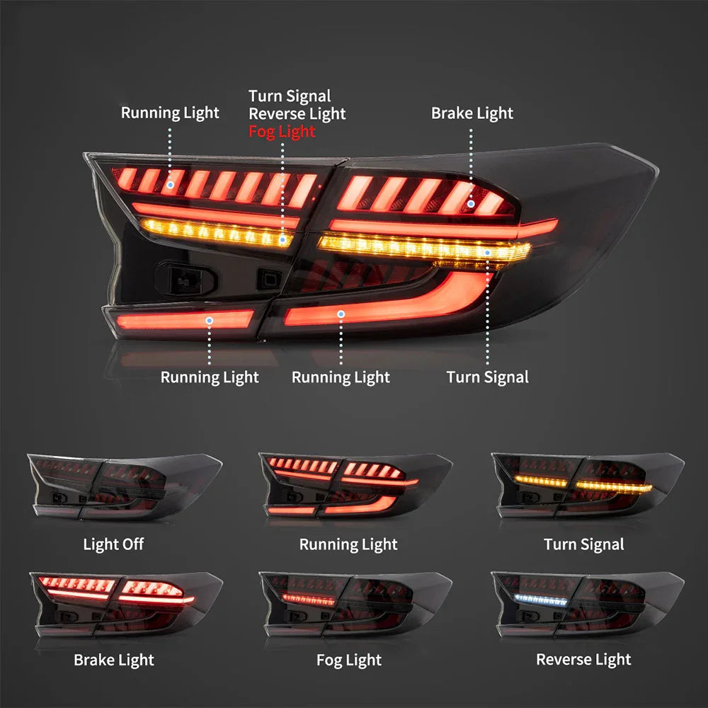 LED bloc de feux arrière avec Full LED Dynamic Welcome Lighting pour 2018-2022 Honda Accord 10th Gen – vue 8