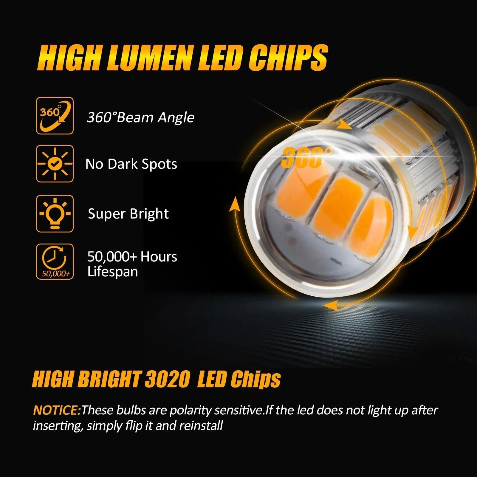 T25 3157 3156 Ampoules LED pour clignotants avant/arrière et feux latéraux 20W 4000LM 3500K orange 33LED série – 2 ampoules…