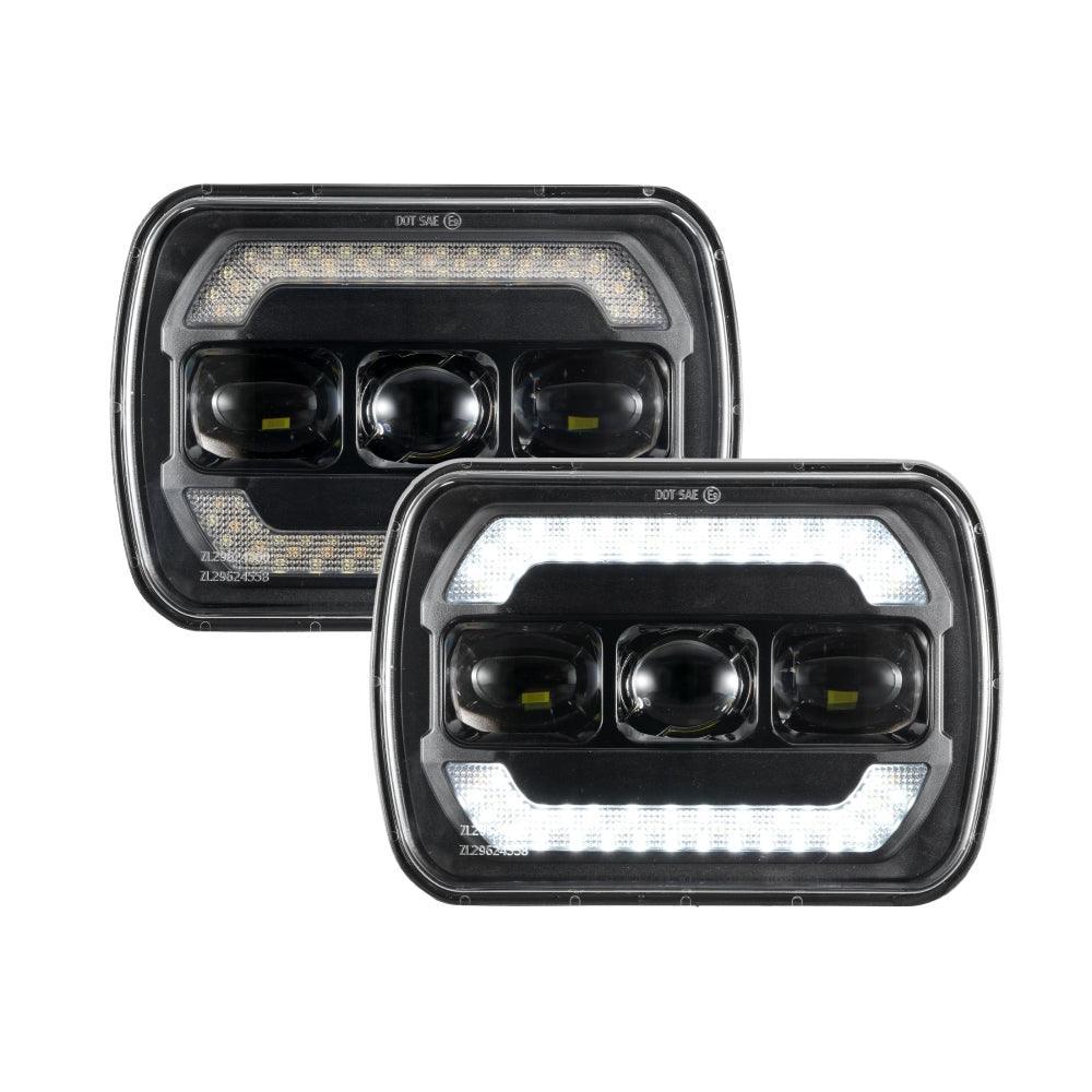 (2pcs/set) 7x6 Inch Sealed Beam LED Headlights avec Hi-Lo Beam Yellow clignotant blanc DRL Lamps – vue 9