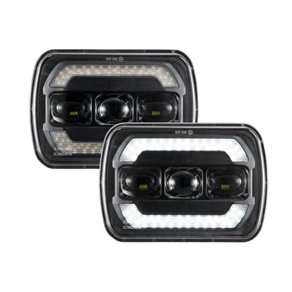 Lot de 2 7×6″ optique scellée phares LED avec feux de route/croisement jaune clignotant blanc DRL Lamps – vue 9 – NOVADOMIO