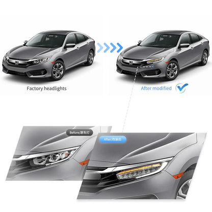 LED bloc optique avant Reflection Bowl chromé pour 2016–2021 Honda Civic 10th Gen (FC/FK) – vue 8 – NOVADOMIO