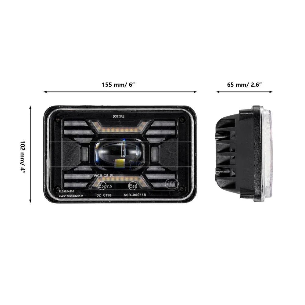 (2pcs/set) 4x6 Inch Sealed Beam LED Headlights avec Hi-Lo Beam DRL clignotant Light – vue 12