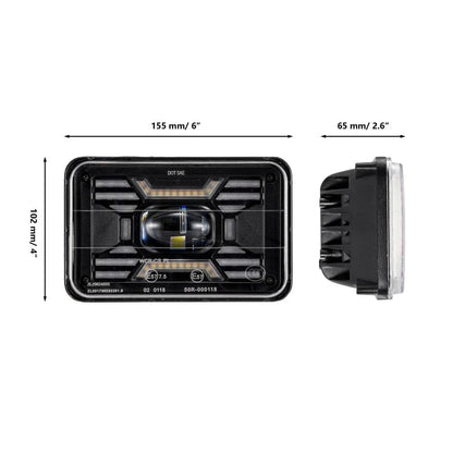 Lot de 2 4×6″ optique scellée phares LED avec feux de route/croisement DRL clignotant – vue 12 – NOVADOMIO